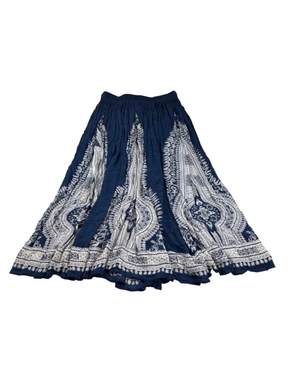 NWT Philosophy Republic Clothing Rayon Maxi Skirt M Blue White Mandala (BB654)
